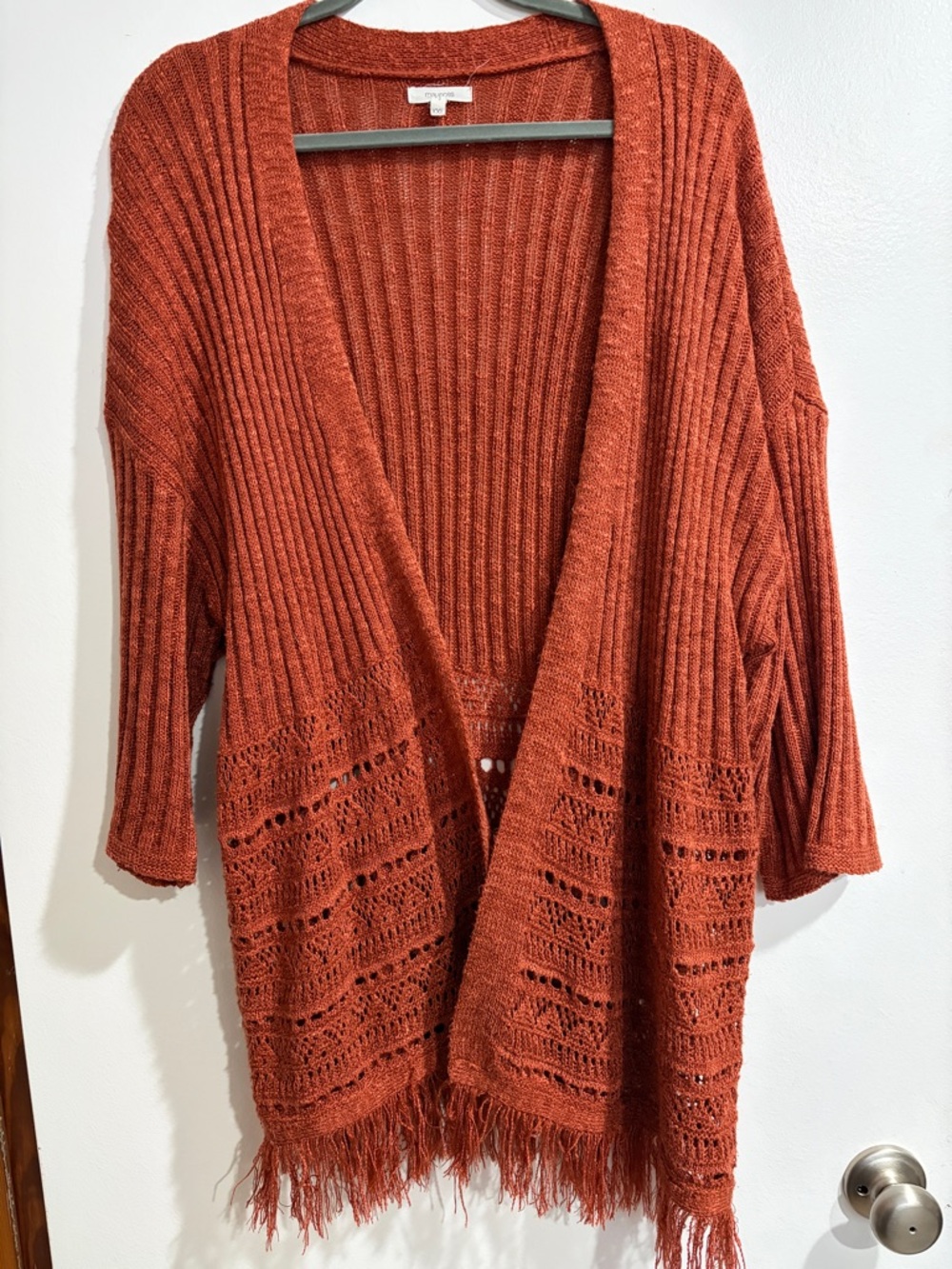 Maurices Burnt Orange Crocheted Cardigan